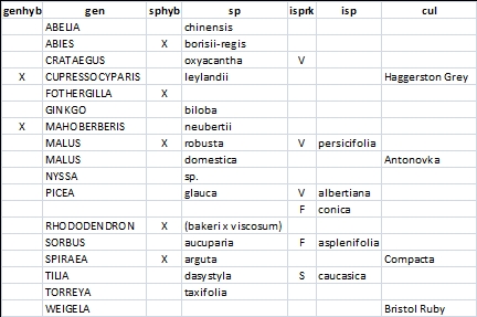 Figure 3. Examples of Nomenclatural Diversity within the Arnold Arboretum Living Collections*